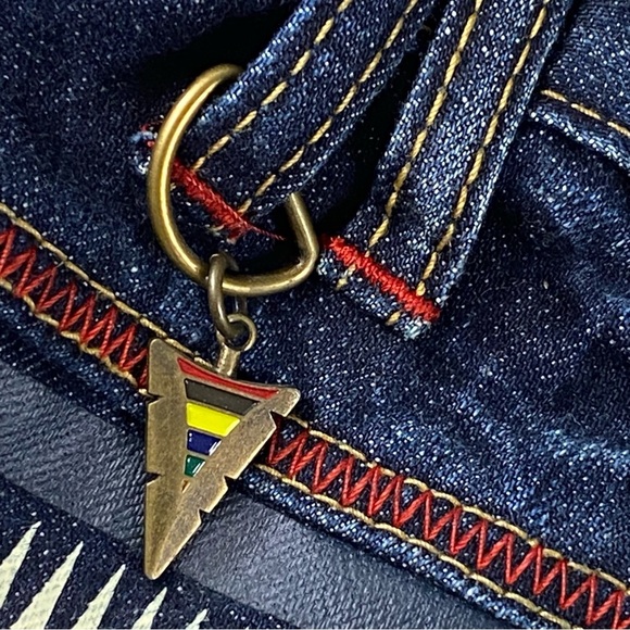 Akademiks Jeans Men 38x32 Aztec Baggy Y2K Dark Wash Embroidered Skater VTG Rare - Picture 11 of 14